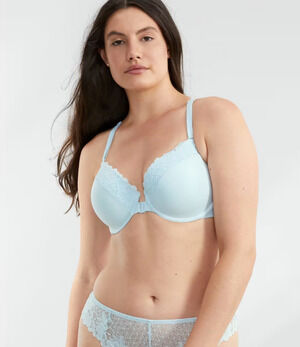 NEW Bare The Effortless Blue Breezy Front-Close Underwire Floral Lace Bra 38C